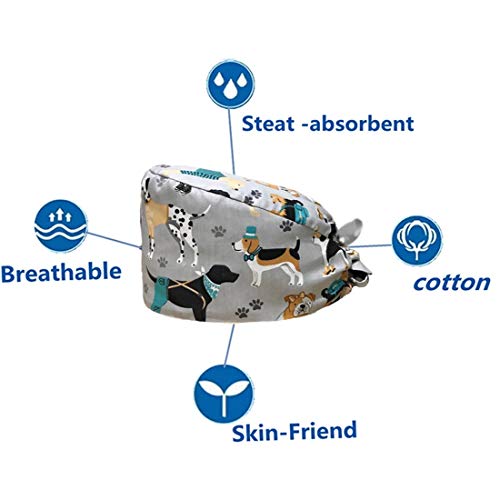 HAOKUN Working Cap with Button and Sweatband Adjustable Bouffant Hats for Women Men - Image 6