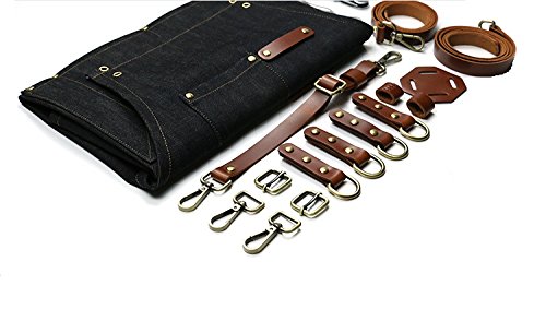 Home-Organizer Tech Multi-Use Detachable Tool Apron Heavy Duty Denim Jean Work Apron Salon Barber Hairdressers Apron Bbq Gril Housewife Apron With Pockets, Adjustable For Men & Women #TOP2