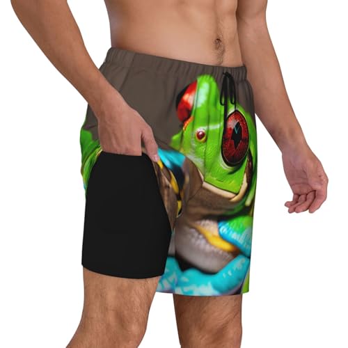 Red Eyes Tree Frogs Print Men Stylish Functionality Swim Trunks Breathable Beach Shorts Surfing Gym Fishing3