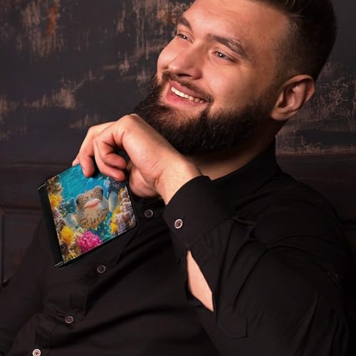 Puffer Fish Coral Fish Bifold Wallet PU Leather Front Pocket Slim Credit Card Holder Coin Purse for Women Men3