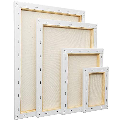 Image of FIXSMITH Stretched Canvas, Multipack of 8, 5x7, 8x10, 11x14 & 12x16 Inches - 2 of Each, 100% Cotton, 8 oz Gesso-Primed, Art Supplies for Acrylic and Oil Painting.