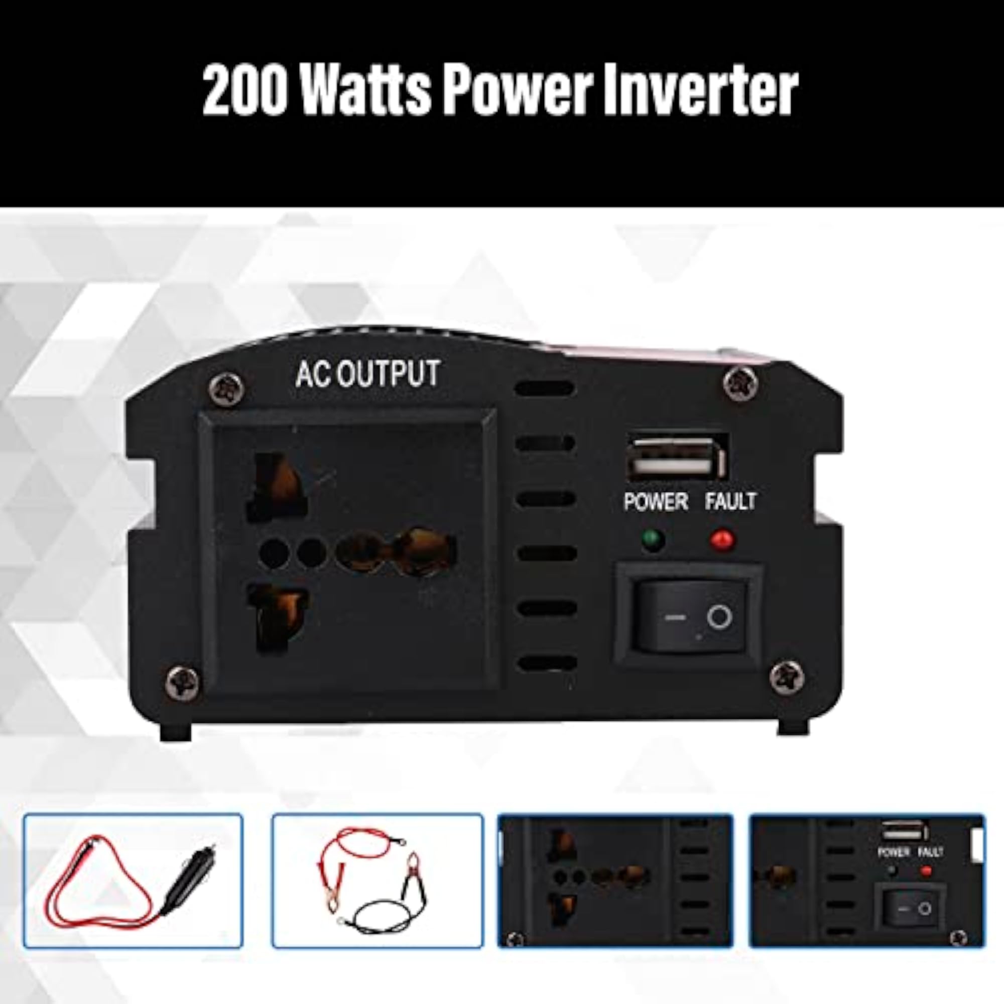 200W Heavy Duty Portable Power Inverter with USB Port