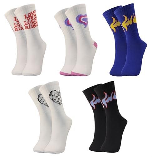 Image of TRAZO Women's Calf Length Designer Printed Multicolor, Multi-Purpose Socks | Socks for Women (Pack of 5)