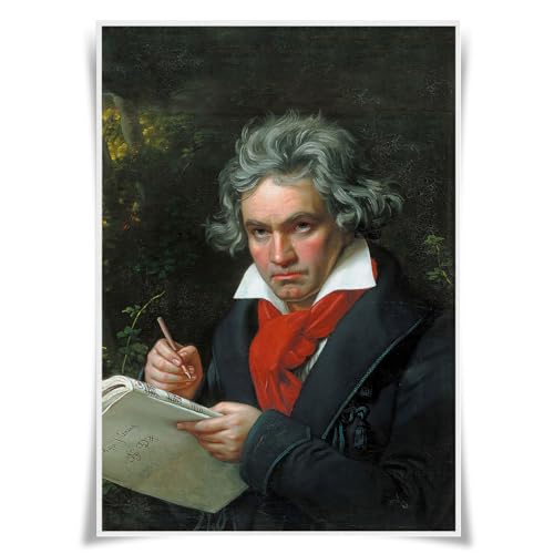 Nice Captain Top 50 compositores clásicos retrato póster músico A3 impresiones arte de pared decoración (02 Ludwig Van Beethoven)