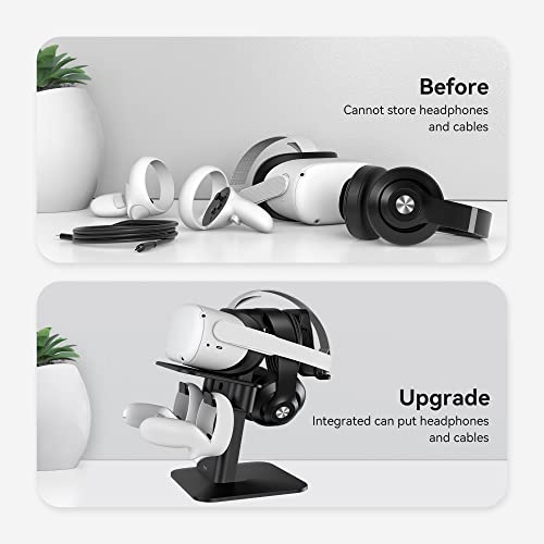 Kiwi Design Vr Stand Accessories Compatible With Quest 2/Psvr 2/Valve Index/Hp Reverb G2/ Pico 4/Quest Vr Headset And Touch Controllers (Black) #TOP5