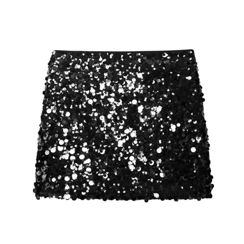 Perbai Womens Sequin Skirt Stretchy Bodycon Shine Sparkly Y2k Party Club Pencil Mini Skirts2