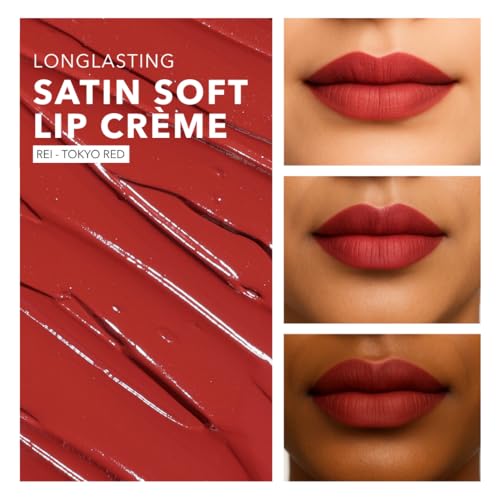 Image of SIMPLYNAM Satin Soft Lip Creme | 1 Swipe Full Coverage | Hydrating, Creamy Matte Finish | 16 Hour Stay | Transfer-Proof & Smudge-Proof | Infused with Peptides & Squalane | Vegan | Rei - Tokyo Red