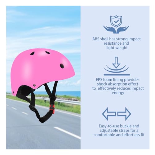 Image of Color Gradient Adjustable Kids Bike Helmet with Knee & Elbow Pads Set | Multi-Sport Safety Gear for Boys & Girls Ages 5-14 | Skateboarding, Scooters, Roller & Inline Skating, Longboarding