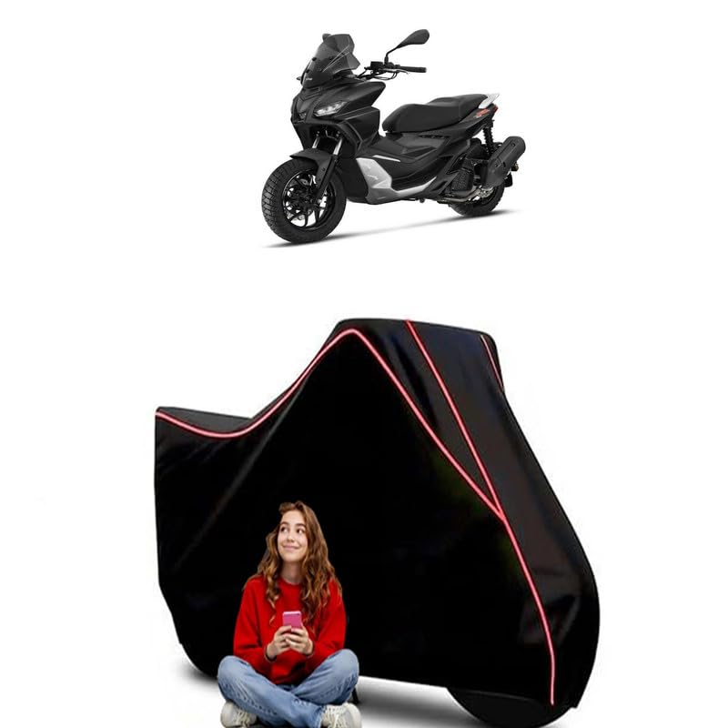 Image of Srgt 200 SR GT 200 Scooty Bike Cover Water Resistant Outdoor Use Universal Fit Scooters Motorcycles Heavy Duty UV Protection Dust Rain Scratch Resistant Elastic Bottom Black Blue Piping