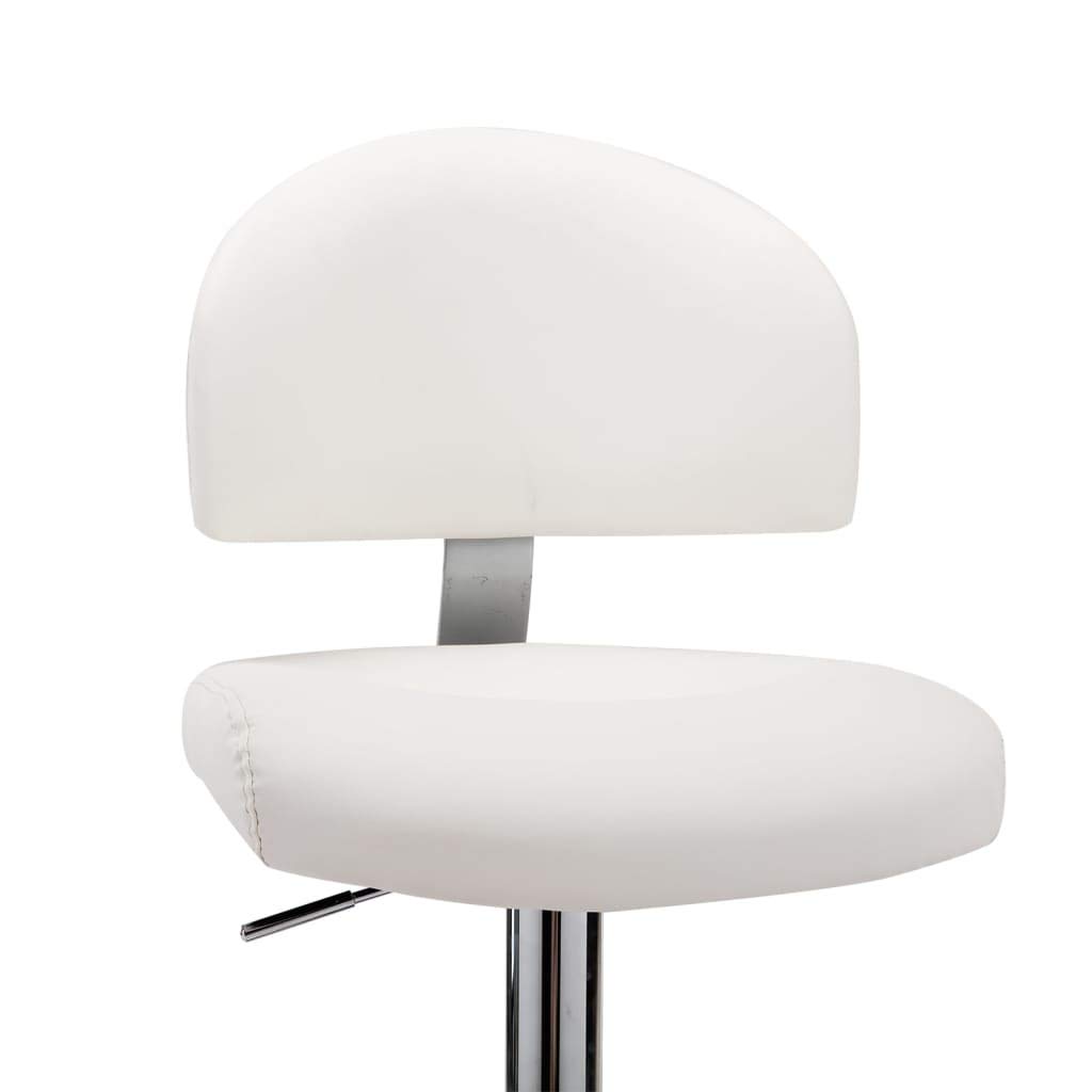 Taburete de bar ergonómico para mayor comodidad con funda de piel sintética blanca y muelle de gas, taburete giratorio con reposapiés y altura regulable, diseño atemporal