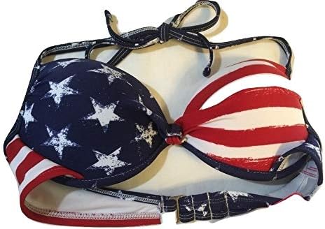 Xhilaration Women's American Flag 1 Piece Push up Bikini Top/Swim Top (Medium Size)
