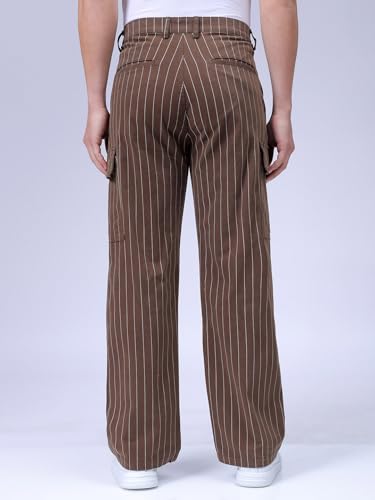 Image of The Indian Garage Co Men Relaxed Fit Geometric Print Mid-Rise Stretchable Cargos