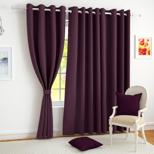 Story@Home Cortinas opacas con aislamiento térmico, con ojales, reducen el ruido, para dormitorio, color morado (3 piezas, puerta larga, 2,7 m)