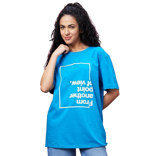 Image of Globus Women Pink Boxy Fit Typography Cotton T-Shirt-3639407001