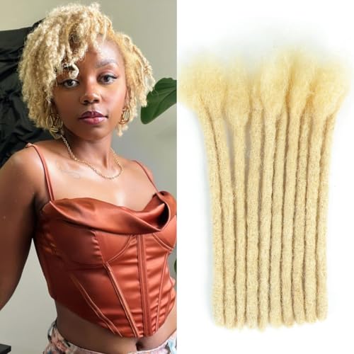 Loc Extensions Human Hair Dreadlock Extensions Human Hair 0.6CM Width Locs Extensions Bundles for Women Men Kids Full Handmade Permanent Locs Can Be Dyed and Bleached 30Strands(613#, 6 Inch)