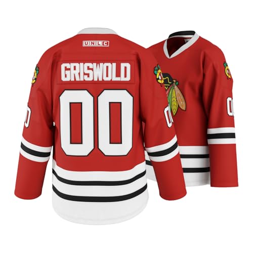 Griswold Youth #00 Movie Hockey Jersey Stitched Letters & Numbers Authentic Fan Apparel Breathable Polyester S-XL Red Kids