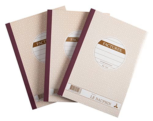 Le Dauphin - Réf. 14265D - Lot de 3 manifolds FACTURES - papier autocopiant - triplicata (1 original et 2 copies) - 50 feuilles - format 21 x 14,8 cm -...