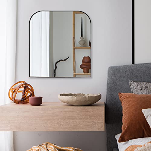 Mirrorize Black Arched Mirror 28" X 30", Aluminum Framed Oval Black Arch Wall Mirror For Wall, Vanity Mirror For Bathroom, Bedroom, Entryway #TOP2