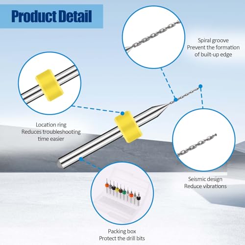 Molain 590775_2_JIWYTZWH Micro Pcb Drill Bit Set, 20Pcs 1/8 Inch Shank 0.3Mm-1.2Mm Solid Tungsten Steel Pcb Print Circuit Board Flute Cnc Router Bits thumb #2