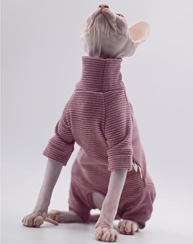 Hairless Cat Clothes Four-Legged Velvet Warm Autumn and Winter Cat Apparel for Sphynx Cat, Devon Rex Cat, Cornish (Small) - Image 4