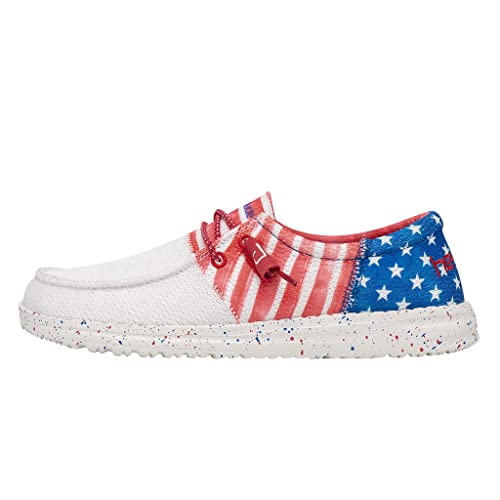 Image of HEYDUDE Women's Wendy Sox Tri Americana Size 5 | Women's Shoes | Women's Lace Up Loafers | Comfortable & Light-Weight