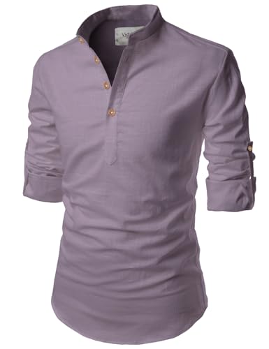 Image of Vida Loca Full Sleeve Mandarin Collor Cotton Casual Slim Fit Shirt for Men's