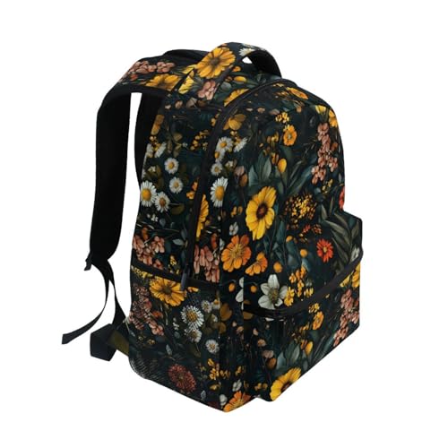 Flower Leaf Art Retro Backpack Daypack Shoulder Bag Book Bag Lightweight Back Pack 12 ×16.9 Inch2