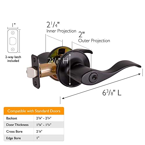 Image of Design House Springdale Keyed Entry Door Lever, Matte Black | Surface, Transitional, Brass, Hardware, 778886