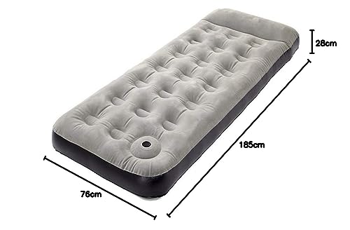 Hi-Gear Deluxe Single Air Bed with Built-in Foot Pump and Raised Pillow, for Adults, Teens & Kids, Durable, Portable, Blow Up, Inflatable Mattress, Camping, Festivals or Overnight Guests, Grey - Image 4