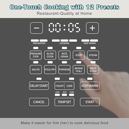 Image of Fullwill 8QT Electric Pressure Cooker Max, 12-in-1 Multi-Use Programmable with Ceramic Non Stick Pot for Saute,1200W Fast Cooking, Slow Cook, Steam, Yogurt, rice maker cooker,Family Meals & Gatherings