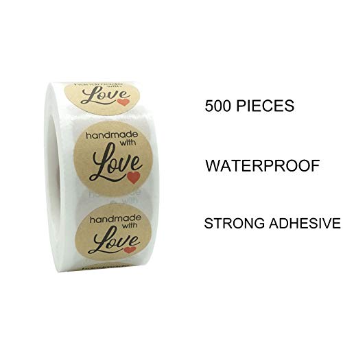 1" Stickers With Love For Jars And Lids/Envelope Sticker/Packages/Gift/Canning/Letter/Bottle/Present Sticker For Business Or Personal Use(500Pcs/Roll) (Handmade With Love) #TOP2