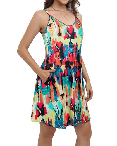Image of JOELLYUS Womens Spaghetti Strap Dress Summer Dresses Beach Cover Ups Casual Sundresses with Pockets 2026