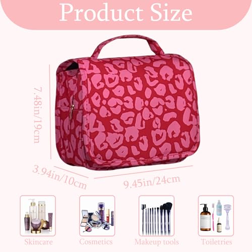 Crazy Bison Hanging Travel Toiletry Bag Kit Makeup Case Cosmetics Organizer for Men Women (Hot Pink Leopard)3