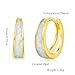 CiNily Opal Earrings, Small Gold Hoop Earrings for Women Trendy 14k Gold Plated Huggie Hoop Earrings Silver Chunky Earrings Opal Jewelry Gift for Mothers Day Birthday Daily, 15MM
