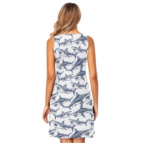Image of ALAZA Women's Summer Dress Sun Dress Sleeveless with Pockets