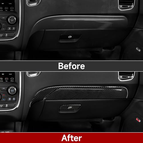Image of Car Glove Box Cover Trim Decals for 2011-2020 Dodge Durango Accessories Carbon Fiber Interior Stickers