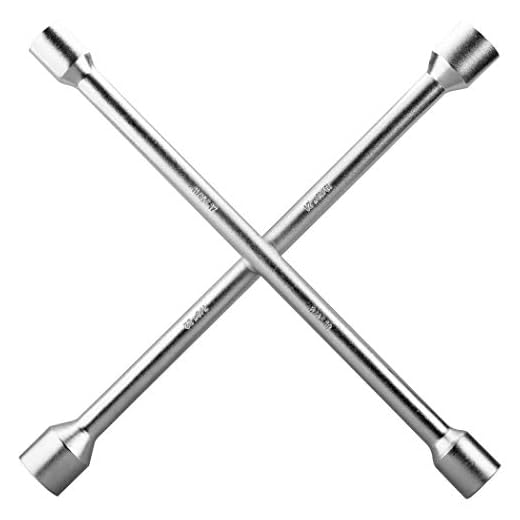CARTMAN 14 Inch Universal Heavy Duty Lug Wrench 4 Way Tire Iron Wrench