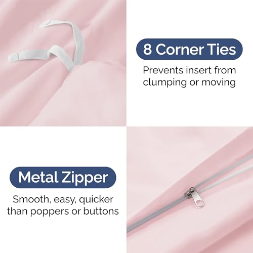 Image of Duvet Cover Full Size Set - Extra Soft Full Duvet Cover 80 inch x 90 inch with 2 Pillow Shams for Women, Men, Kids & Teens - Hotel Luxury w /Zipper Closures & Ties - Comfy, Cozy & Breathable (Lavender Pink)