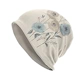DJC BOUTIQUE Gorro de quimioterapia, pañuelo preatado, bufanda cerrada, gorra con flores, Crema con azul gris, Talla única