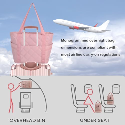 QZUnique Gift for Women Initial Travel Bag - Duffel with Makeup Pouch, Weekender Overnight Tote, Gym Yoga Bag, Birthday Gift 7