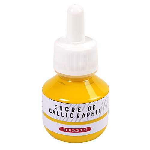 Encre de calligraphie Jacques Herbin 11450T Jaune flacon de 50 ml l'excellence du tracé nu