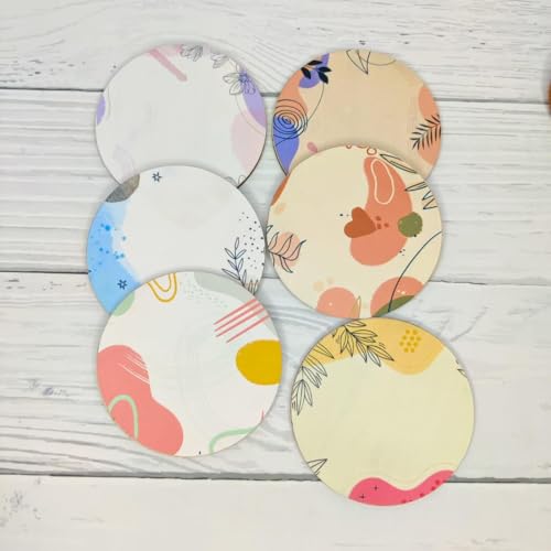 Image of Zesta Coasters for Cups Set of 6 / Wooden Coasters for Bar Accessories for Home /Tea Coaster Set of 6 / Waterproof Dining Table Decor Glass Cover