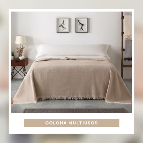 Lanovenanube Colcha Multiusos para sofá y Cama Kenya. Plaid cubrecama y cubresofa de algodón - poliéster. Manta Foulard cómoda y práctica. Medida 280x260 cm, Color Gris Marengo - imagen 3