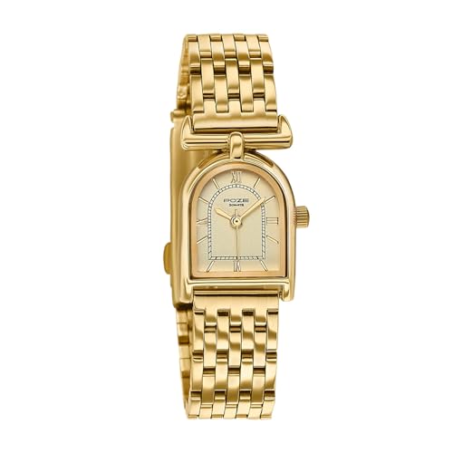 Image of Sonata Poze 8 Quartz Analog Watch and Jewellery Combo for Women with Gold Dial & IPG Alloy Strap - SP80175YM01WF