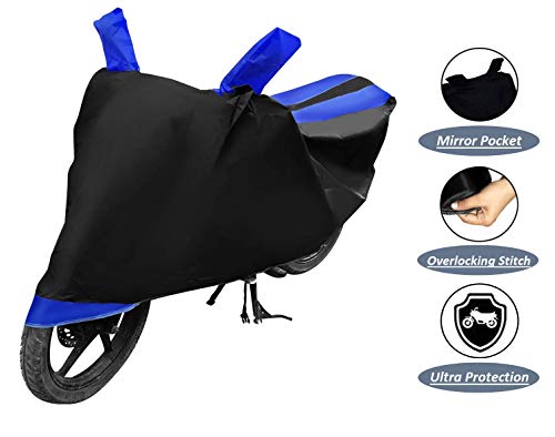 Image of Auto Hub Scooty Cover Compatible with TVS Pep Plus with Mirror Pocket, Dustproof, Heat Resistant, Triple Stitched, Pep Plus Scooty Cover- Black, Blue