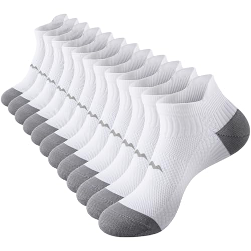 Best Low Cut Compression Socks for Athletes & Everyday Wear 15 SukModen Ankle Compression Socks for Men and Women 6 Pairs, Low Cut Breathable Seamless short Running Socks with Arch Support White L-XL