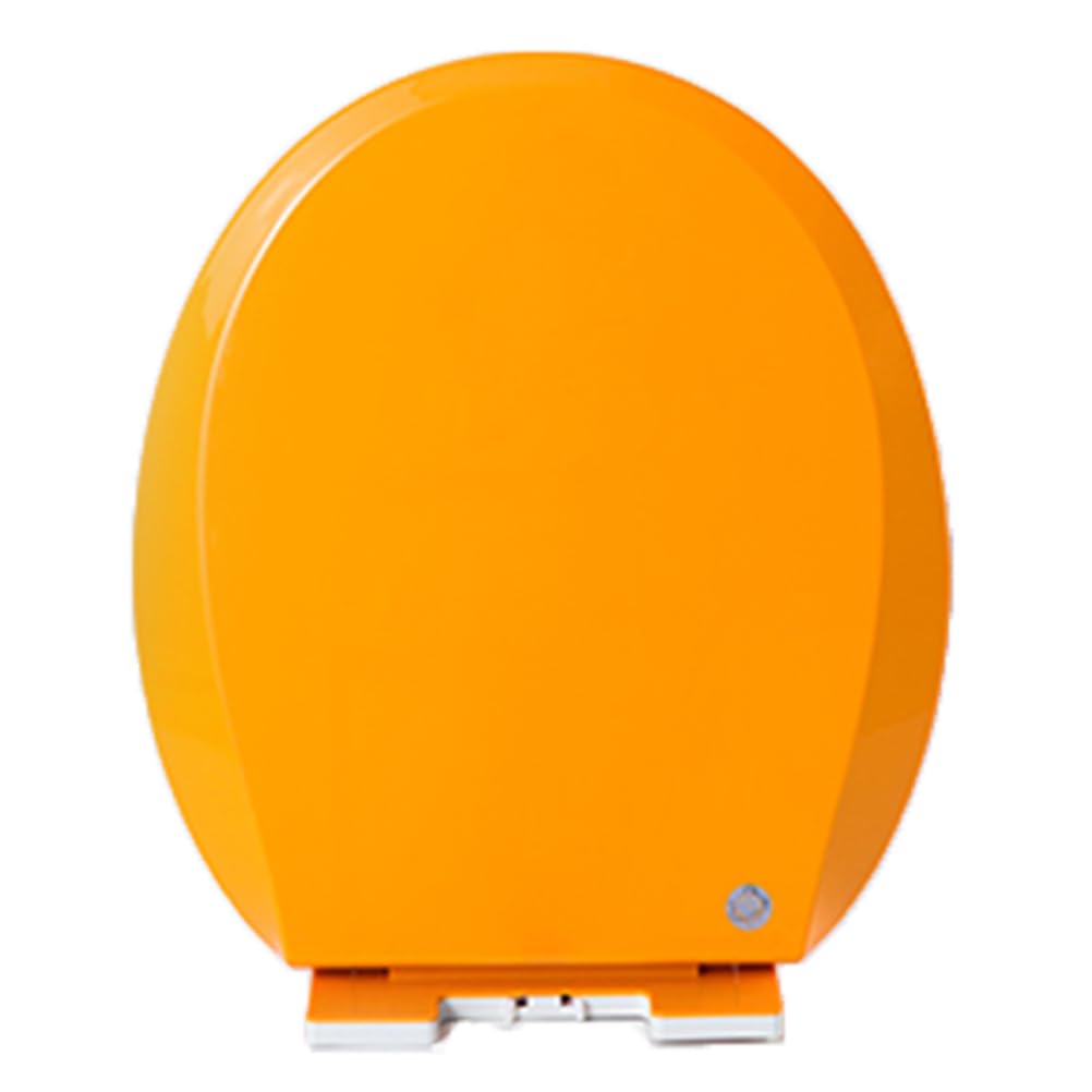 Tapa de WC Colorido en Forma de O, Silencioso Y Sin Golpes Asiento De Inodoro con Tapa De Cierre Lento, Fácil De Montar Y Limpiar, Asiento de Inodoro Universal de PP,Naranja,36x41cm