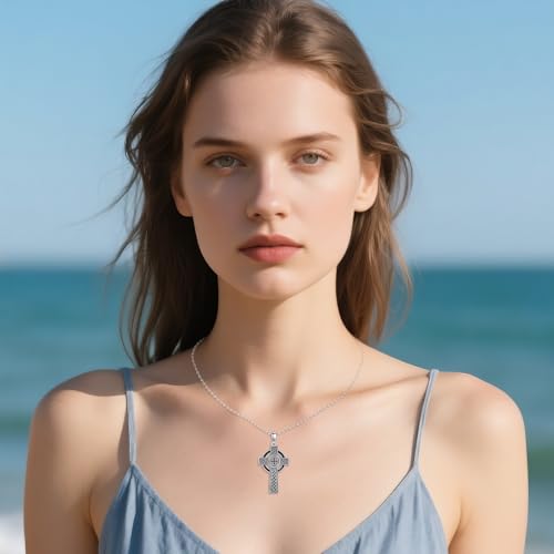 Celtic Cross Necklace Sterling Silver Celtic Cross Pendant Cross Jewelry Gifts for Women Men2