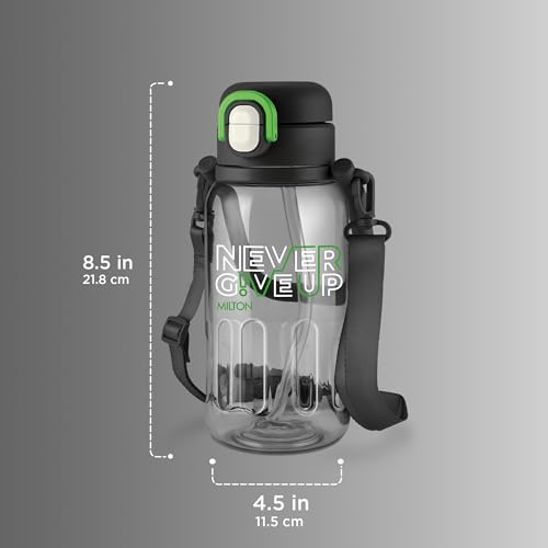 Image of MILTON Regan 850 2-in-1 Lid Sip or Gulp Water Bottle | Sturdy Handle And Strap I BPA Free| Food-Grade | One-Touch Open | Leak-Proof | Ideal for Office, School, College, Gym | 836ml, Black
