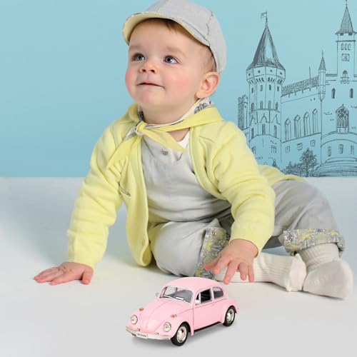 imtfzct 1/36 Volkswagen Käfer 1967 Modellauto, Leichtmetall- Kinder Spielzeugauto, Modellauto mit Pull Back Funktion, Sammlerstück Spielzeugauto, Geschenk für Kinder (rosa)